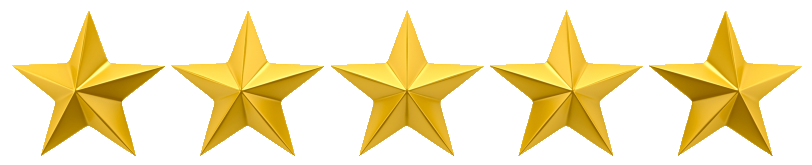 5 gold stars Five golden stars arranged in a horizontal line.